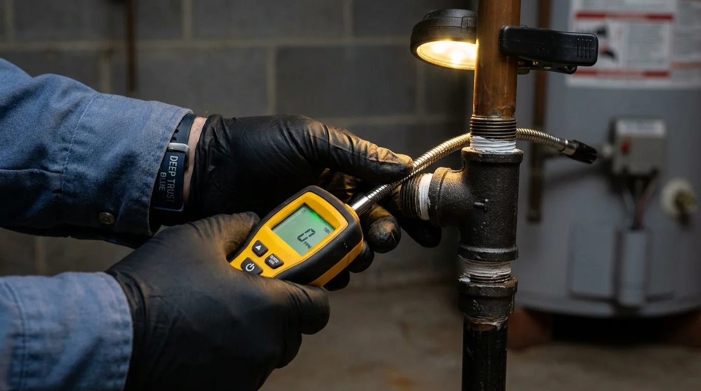 Gas leak detection with electronic sniffer by Johns Plumbing LLC in Thomasville